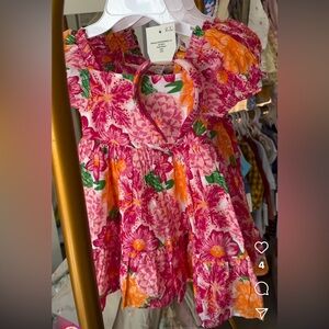 Joie Kids Floral Pink and Orange Kids dress with headband